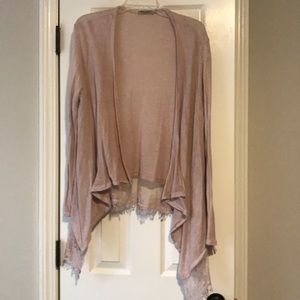 Pale Pink Open Cardigan with lace detailing